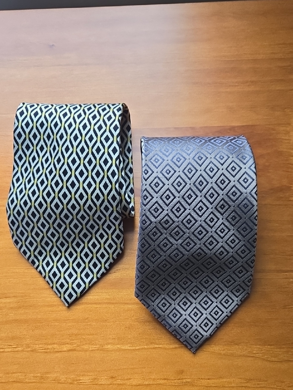 Two Silk Ties Classic Geometric Pattern